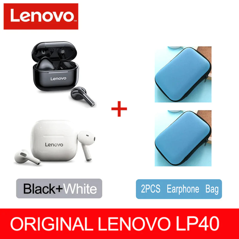 NEW Lenovo LP40 TWS Wireless Earbuds – Superior Bluetooth 5.0, Dual Stereo Noise Reduction, Enhanced Deep Bass, Touch Control, and All-Day Battery Life (230mAh)