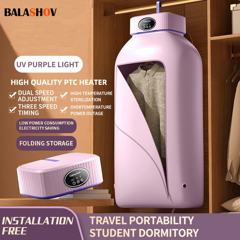 Folded Electric Clothes Dryer Smart Drying Rack Hang Ultraviolet Dryer Machine Portable Travel Warm Air Dryer 220V/110V for Home