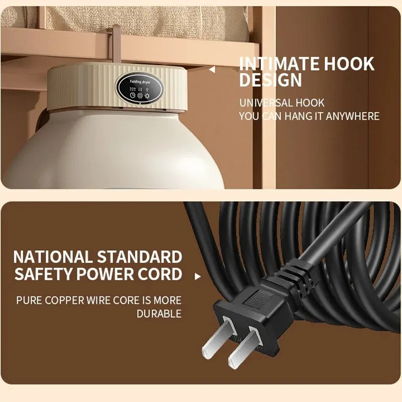 Folded Electric Clothes Dryer Smart Drying Rack Hang Ultraviolet Dryer Machine Portable Travel Warm Air Dryer 220V/110V for Home