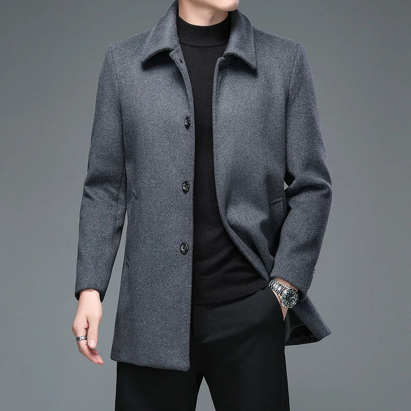 Premium Men's Winter Jackets & Coats – Business Casual Woolen Overcoats with Turn-Down Collar and Wool Blend Fabric