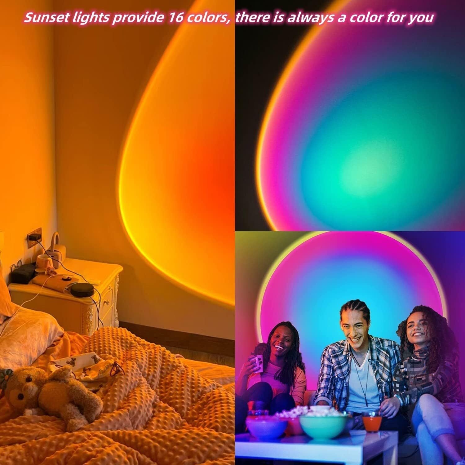 16 Colors Sunset Projector Projection USB Atmosphere LED Desk Lamp Night Light