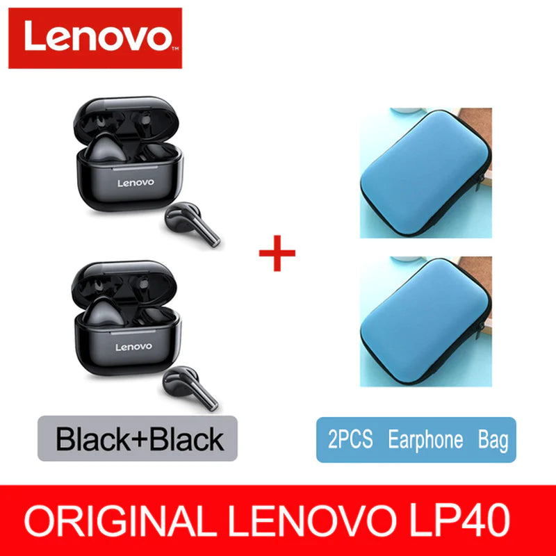 NEW Lenovo LP40 TWS Wireless Earbuds – Superior Bluetooth 5.0, Dual Stereo Noise Reduction, Enhanced Deep Bass, Touch Control, and All-Day Battery Life (230mAh)