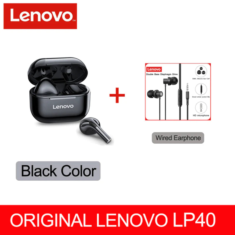 NEW Lenovo LP40 TWS Wireless Earbuds – Superior Bluetooth 5.0, Dual Stereo Noise Reduction, Enhanced Deep Bass, Touch Control, and All-Day Battery Life (230mAh)