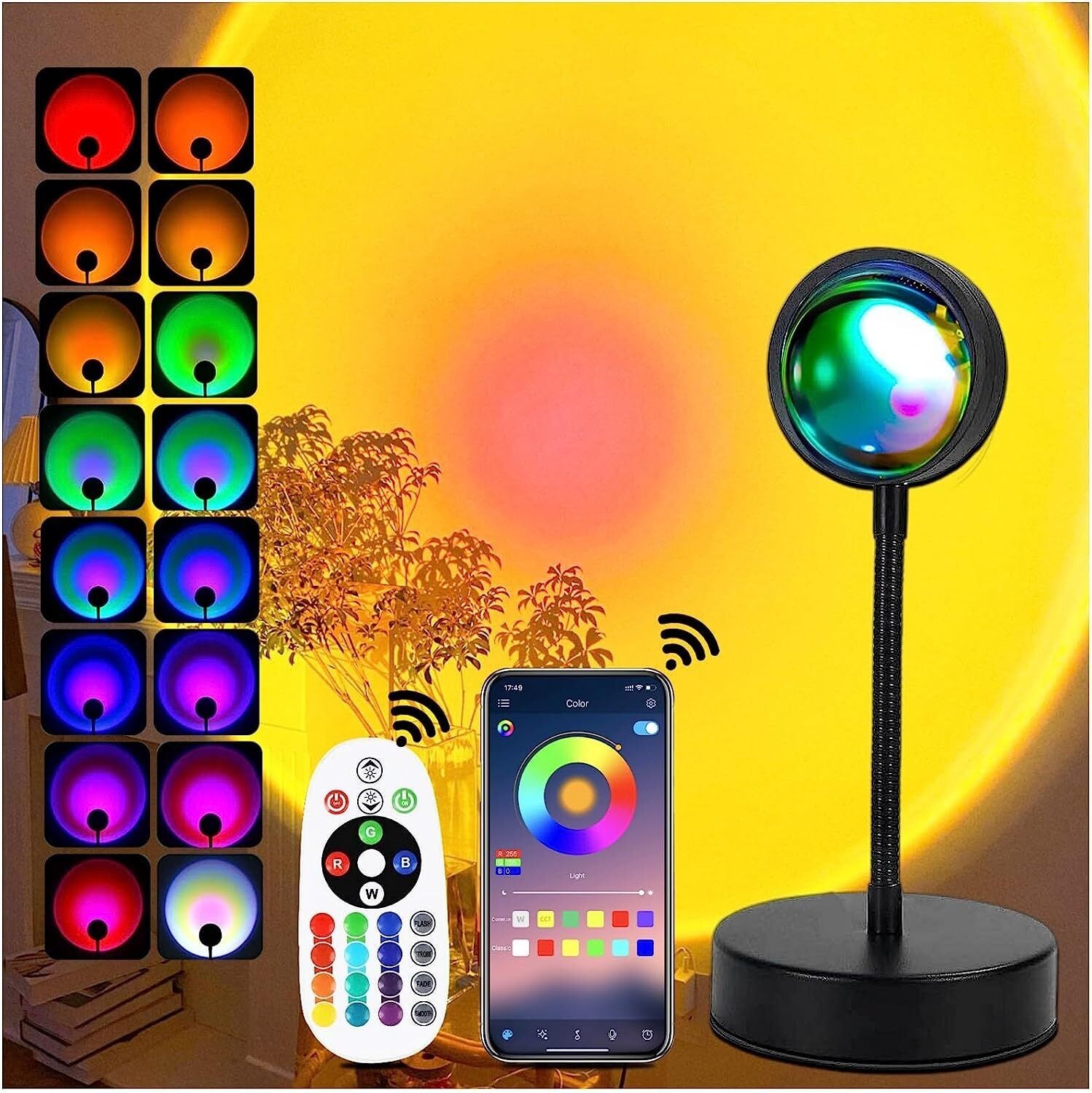 16 Colors Sunset Projector Projection USB Atmosphere LED Desk Lamp Night Light