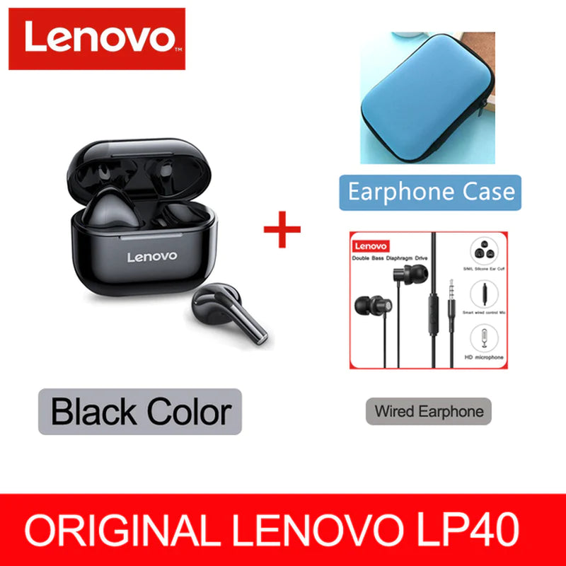 NEW Lenovo LP40 TWS Wireless Earbuds – Superior Bluetooth 5.0, Dual Stereo Noise Reduction, Enhanced Deep Bass, Touch Control, and All-Day Battery Life (230mAh)