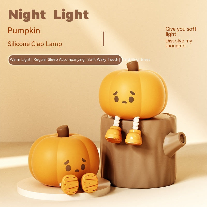 Home Decor Halloween Pumpkin Night Light Cute Soft Silicone Lamp Touch Dimmable Rechargeable Bedside Decor Light Kids Gifts Halloween Decorations