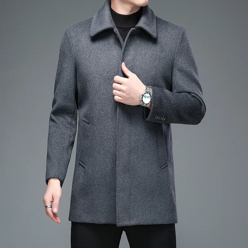 Premium Men's Winter Jackets & Coats – Business Casual Woolen Overcoats with Turn-Down Collar and Wool Blend Fabric