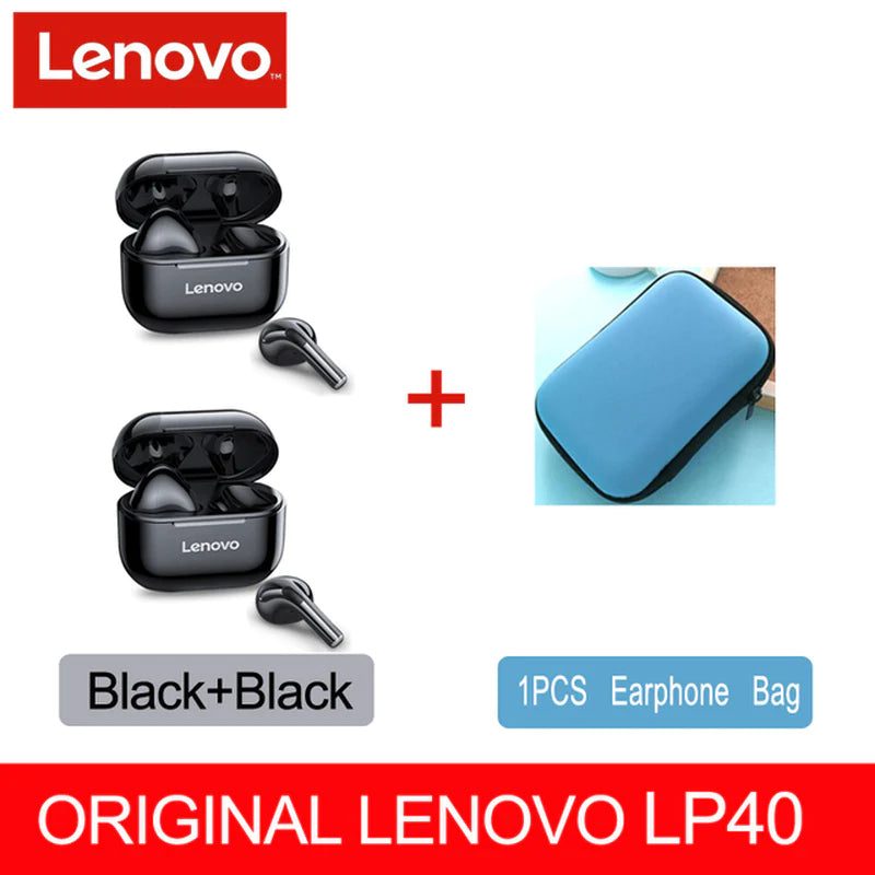 NEW Lenovo LP40 TWS Wireless Earbuds – Superior Bluetooth 5.0, Dual Stereo Noise Reduction, Enhanced Deep Bass, Touch Control, and All-Day Battery Life (230mAh)