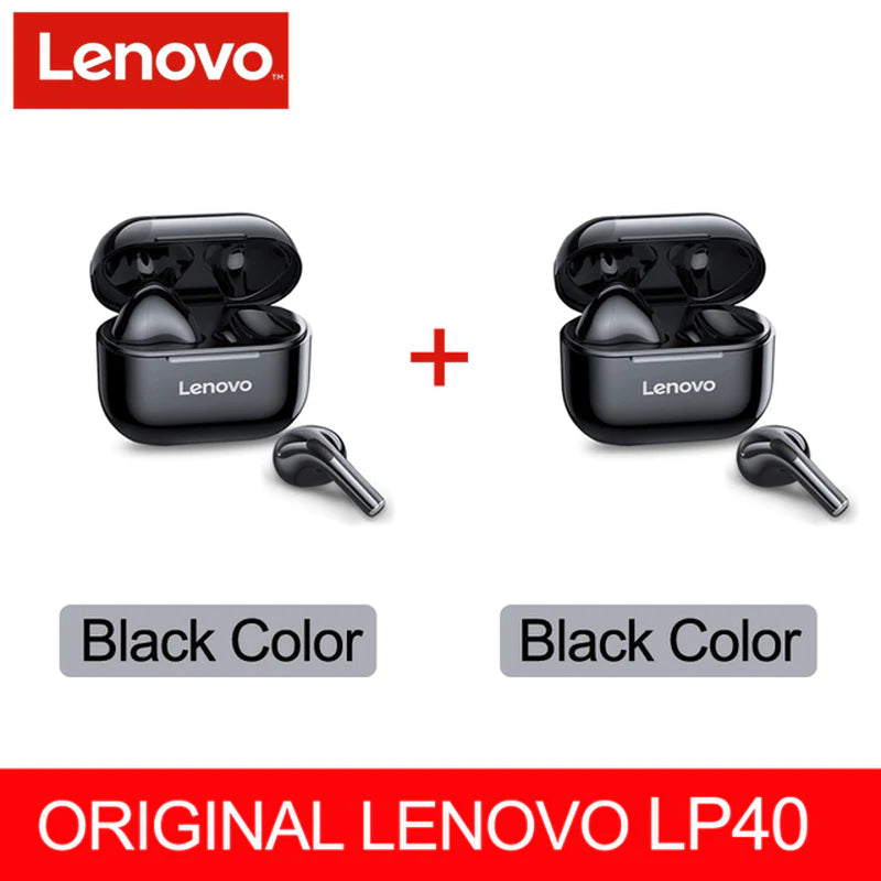 NEW Lenovo LP40 TWS Wireless Earbuds – Superior Bluetooth 5.0, Dual Stereo Noise Reduction, Enhanced Deep Bass, Touch Control, and All-Day Battery Life (230mAh)