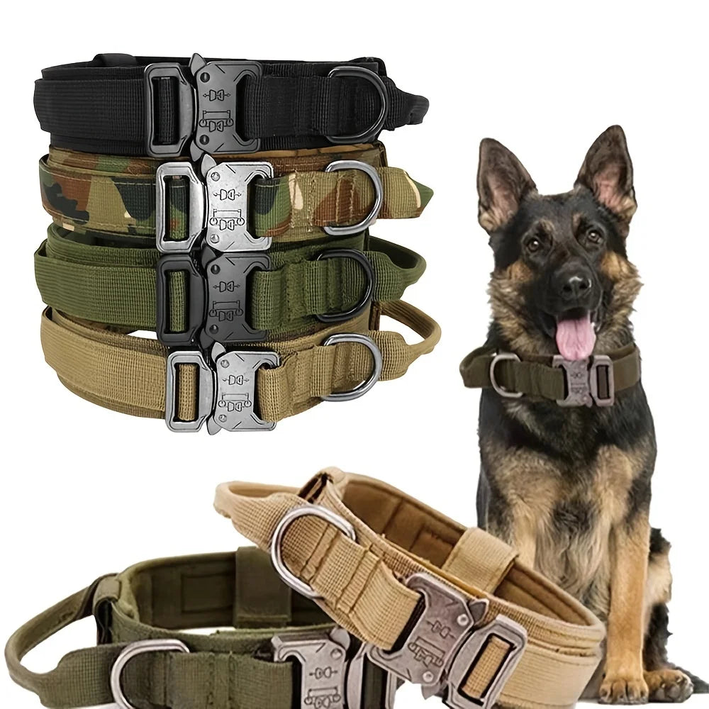 Tactical Adjustable Dog Collar - Military-Grade Training Collar with Quick-Release Buckle