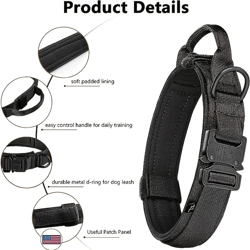 Tactical Adjustable Dog Collar - Military-Grade Training Collar with Quick-Release Buckle