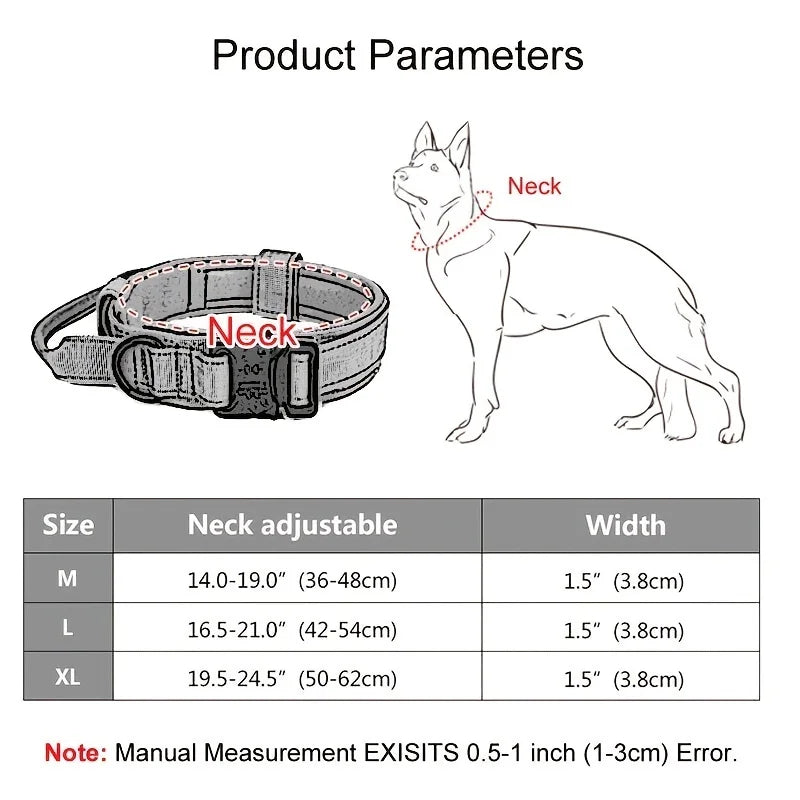 Tactical Adjustable Dog Collar - Military-Grade Training Collar with Quick-Release Buckle