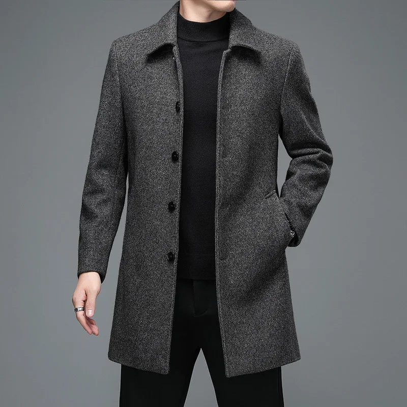 Premium Men's Winter Jackets & Coats – Business Casual Woolen Overcoats with Turn-Down Collar and Wool Blend Fabric