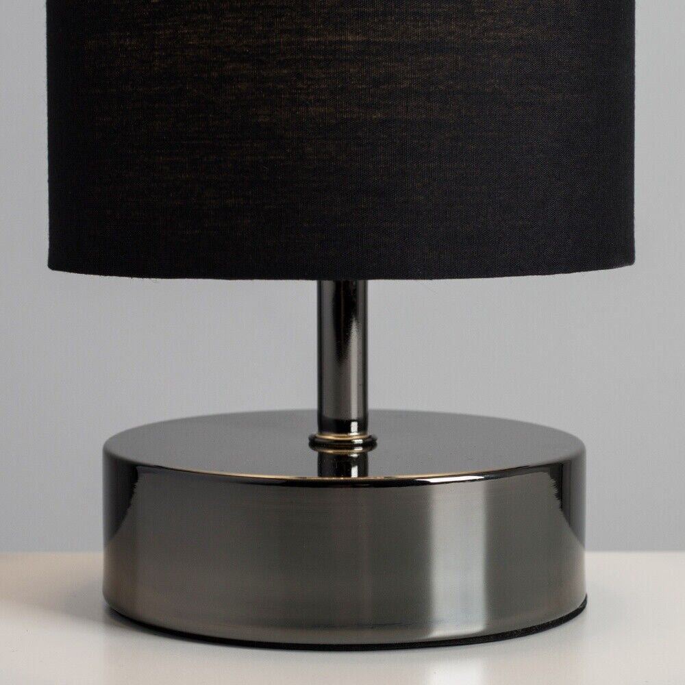 Touch Table Lamp Bedside Bedroom Dimmable Dimmer Light Black Lampshade Shade