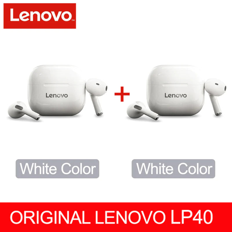 NEW Lenovo LP40 TWS Wireless Earbuds – Superior Bluetooth 5.0, Dual Stereo Noise Reduction, Enhanced Deep Bass, Touch Control, and All-Day Battery Life (230mAh)