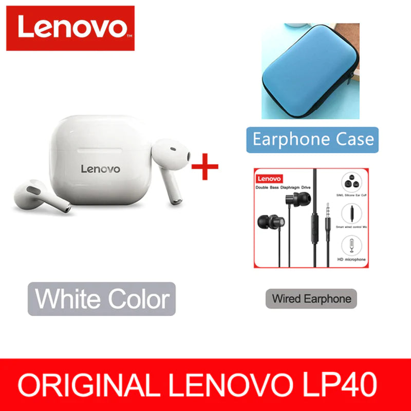 NEW Lenovo LP40 TWS Wireless Earbuds – Superior Bluetooth 5.0, Dual Stereo Noise Reduction, Enhanced Deep Bass, Touch Control, and All-Day Battery Life (230mAh)