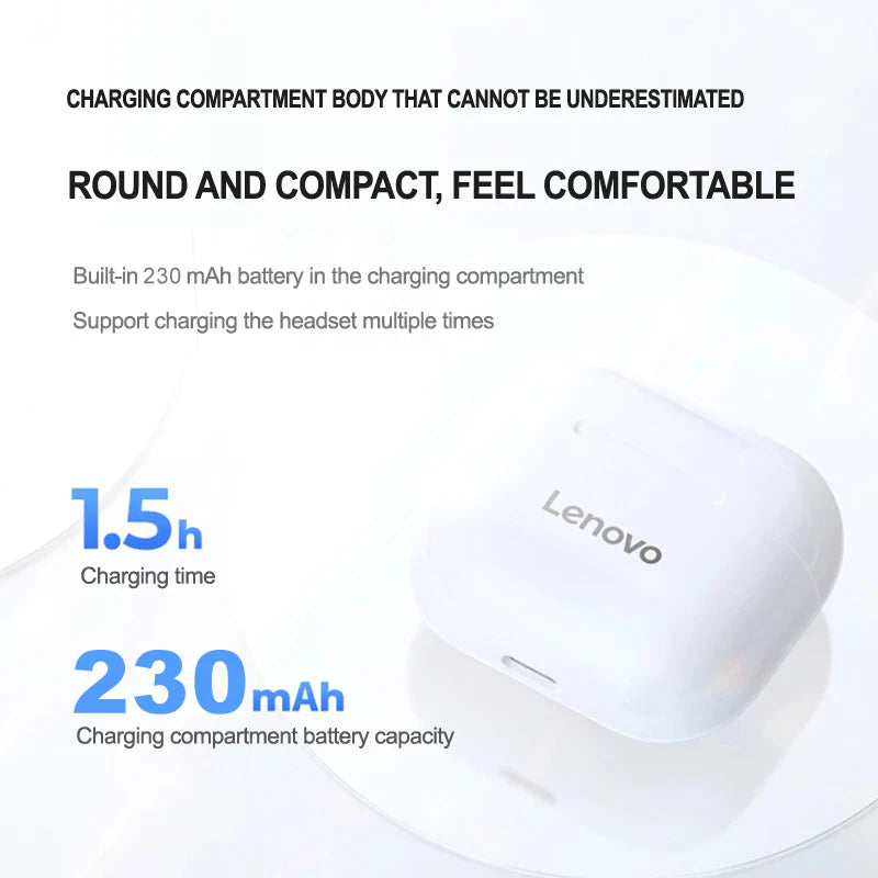 NEW Lenovo LP40 TWS Wireless Earbuds – Superior Bluetooth 5.0, Dual Stereo Noise Reduction, Enhanced Deep Bass, Touch Control, and All-Day Battery Life (230mAh)