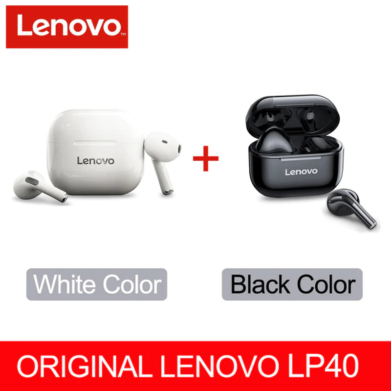 NEW Lenovo LP40 TWS Wireless Earbuds – Superior Bluetooth 5.0, Dual Stereo Noise Reduction, Enhanced Deep Bass, Touch Control, and All-Day Battery Life (230mAh)