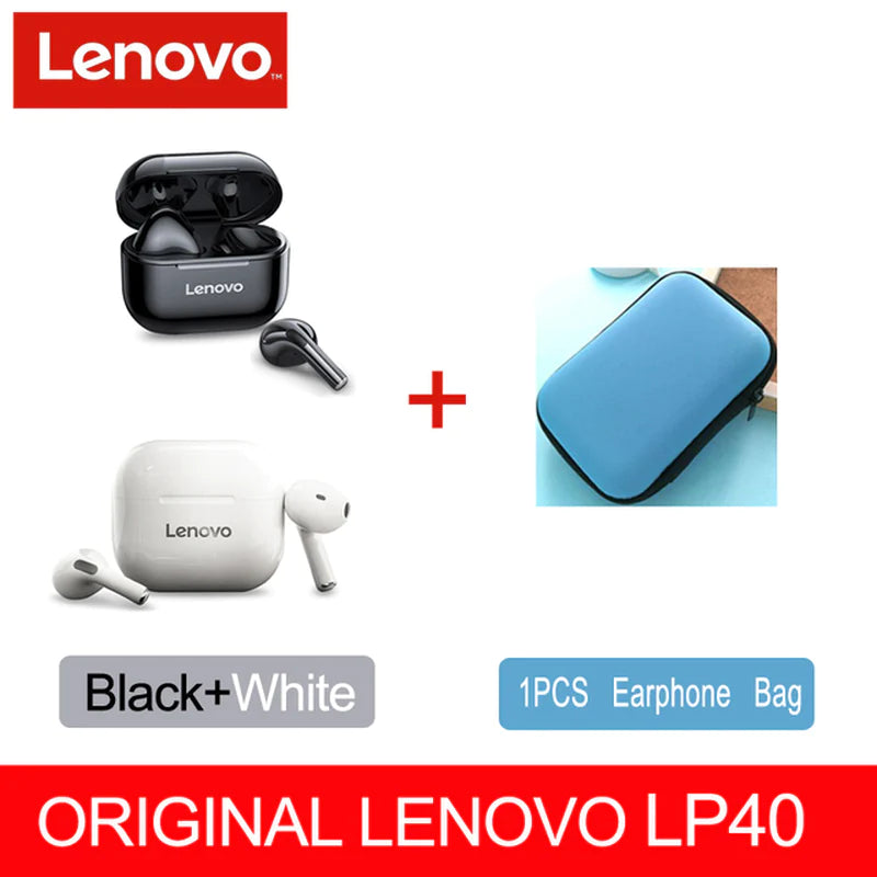 NEW Lenovo LP40 TWS Wireless Earbuds – Superior Bluetooth 5.0, Dual Stereo Noise Reduction, Enhanced Deep Bass, Touch Control, and All-Day Battery Life (230mAh)