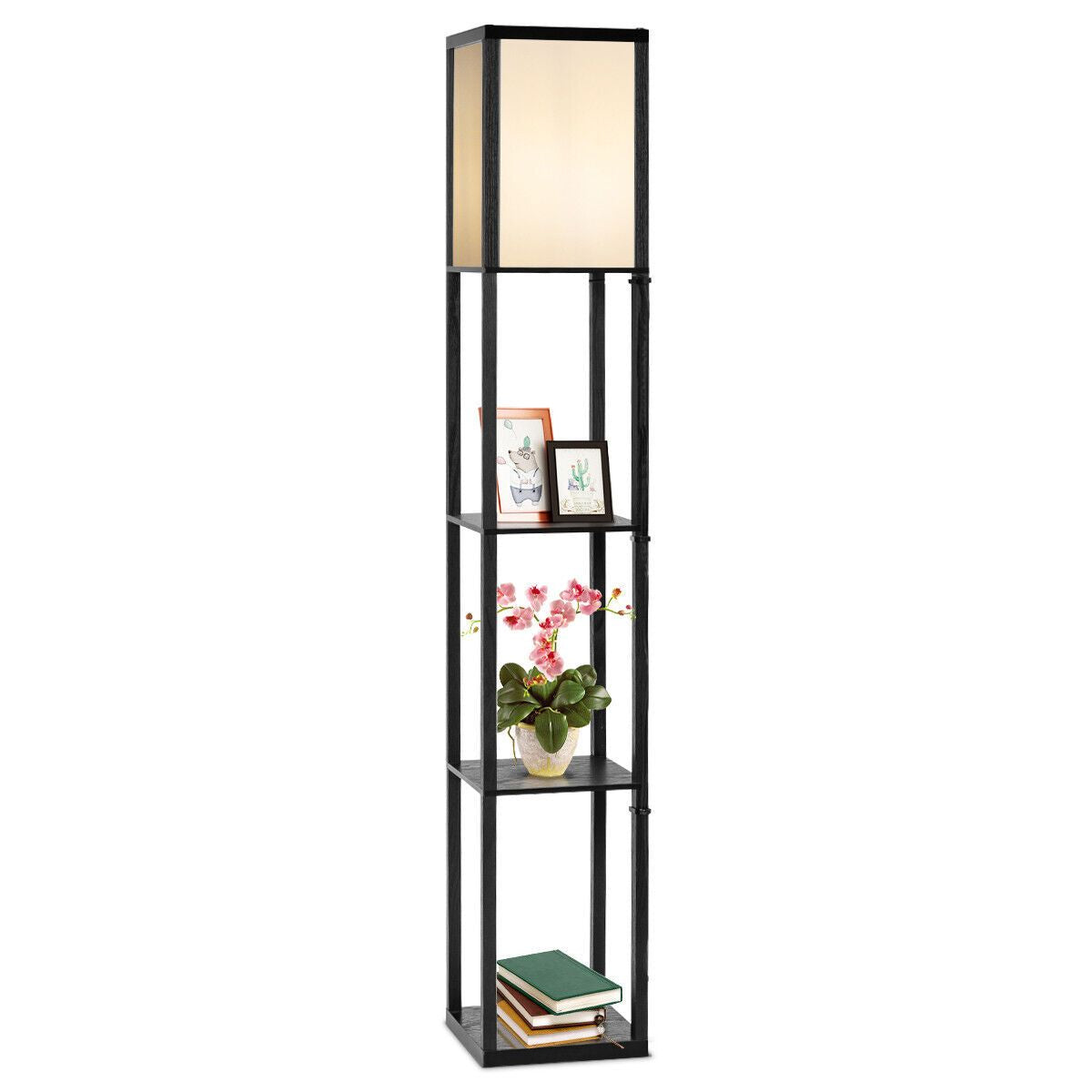 Freestanding Floor Lamp with 3-Tier Storage Shelf